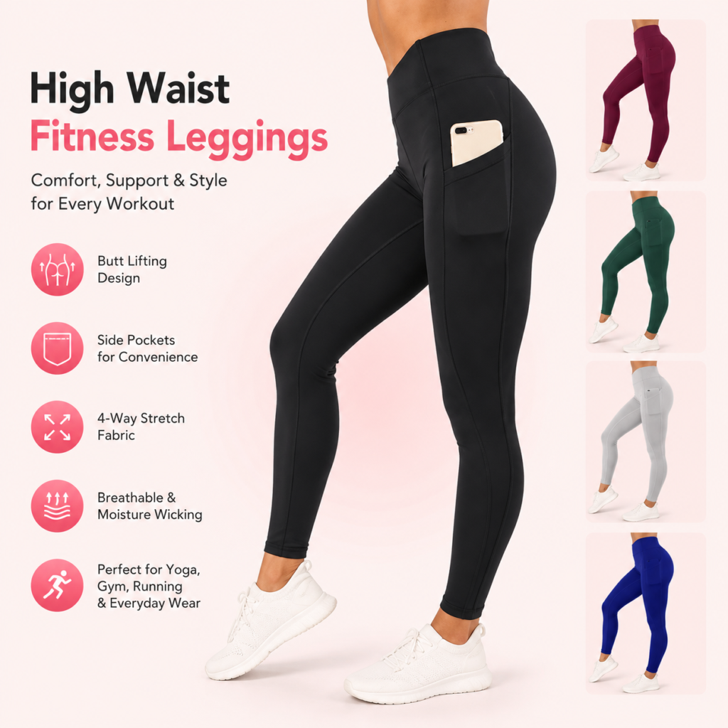 High-Waisted Women’s Workout Leggings with Pockets